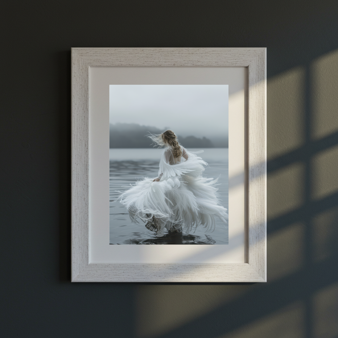 Swan Maiden Wall Art Print – Enchanted Folklore Goddess Decor