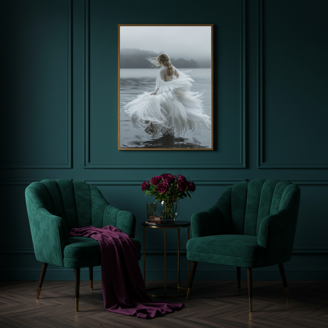 Swan Maiden Wall Art Print – Enchanted Folklore Goddess Decor