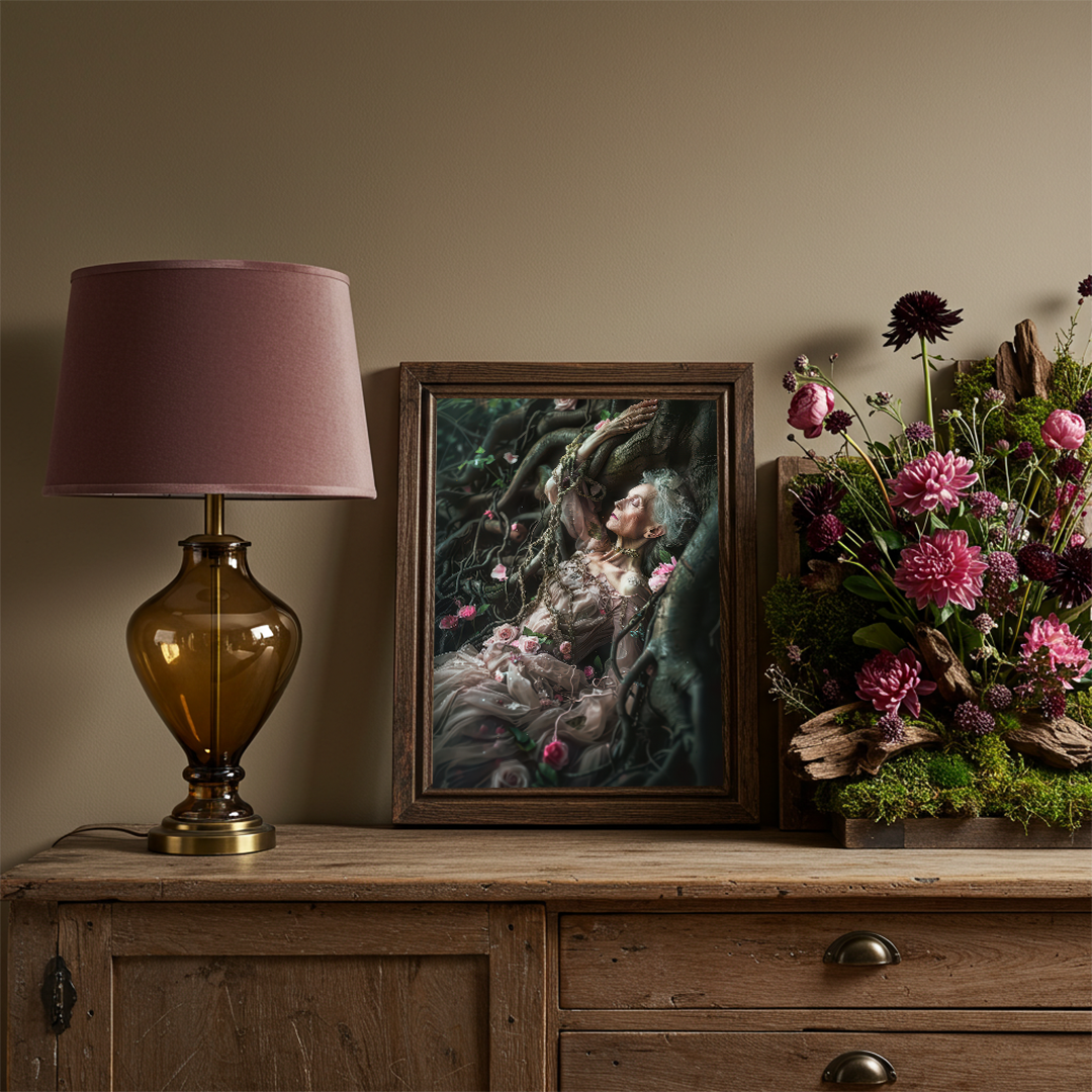 Crone Tree Goddess Wall Art Print – Dryad Mother Folklore Inspired Wall Decor
