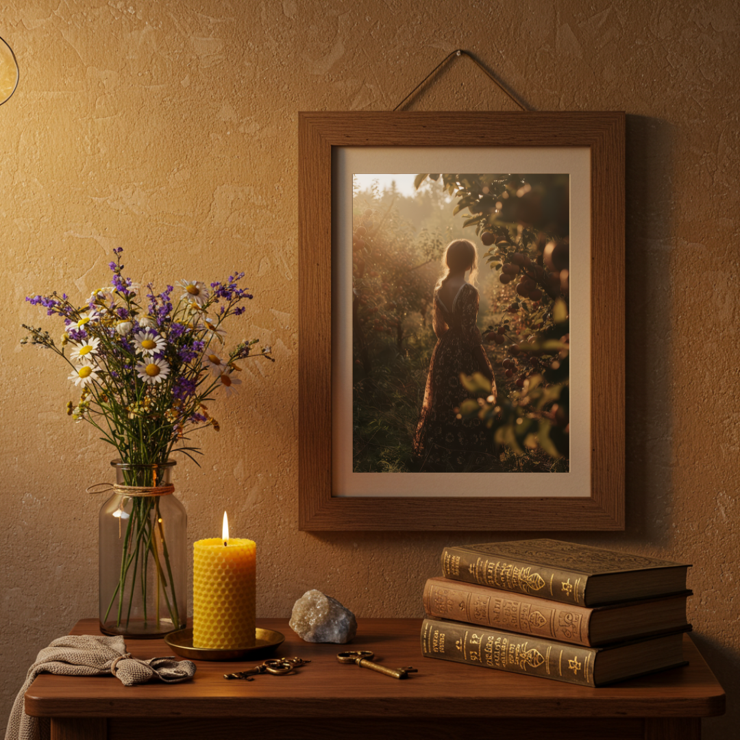 Orchard Goddess Wall Art Print – Autumn Harvest Folklore Inspired Decor