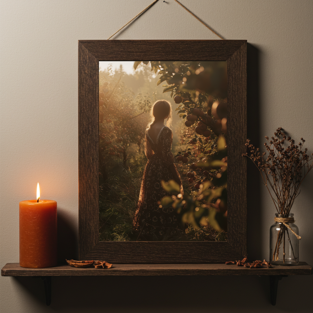 Orchard Goddess Wall Art Print – Autumn Harvest Folklore Inspired Decor