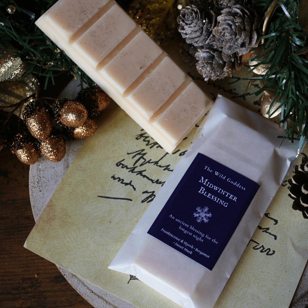 Midwinter Blessings Wax Melt Snap Bar | Frankincense & Myrrh Soy Wax Melts | Sacred Winter Home Fragrance - The Wild Goddess