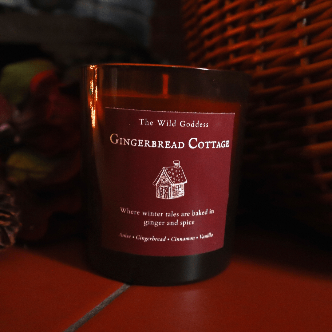 Gingerbread Cottage Candle | Gingerbread & Vanilla Scented Candle with Folklore Story - The Wild Goddess