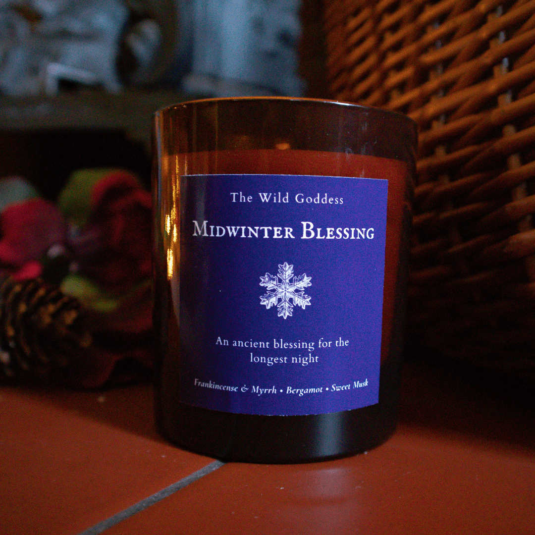 Midwinter Blessings Candle – Frankincense & Myrrh Scented Candle with Folklore Story - The Wild Goddess