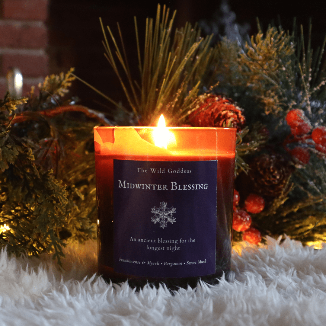 Midwinter Blessings Candle – Frankincense & Myrrh Scented Candle with Folklore Story - The Wild Goddess
