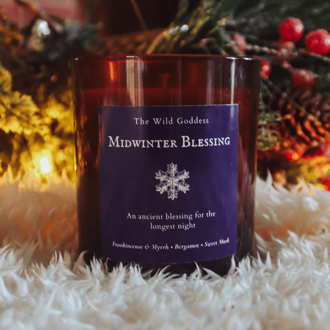 Midwinter Blessings Candle – Frankincense & Myrrh Scented Candle with Folklore Story - The Wild Goddess