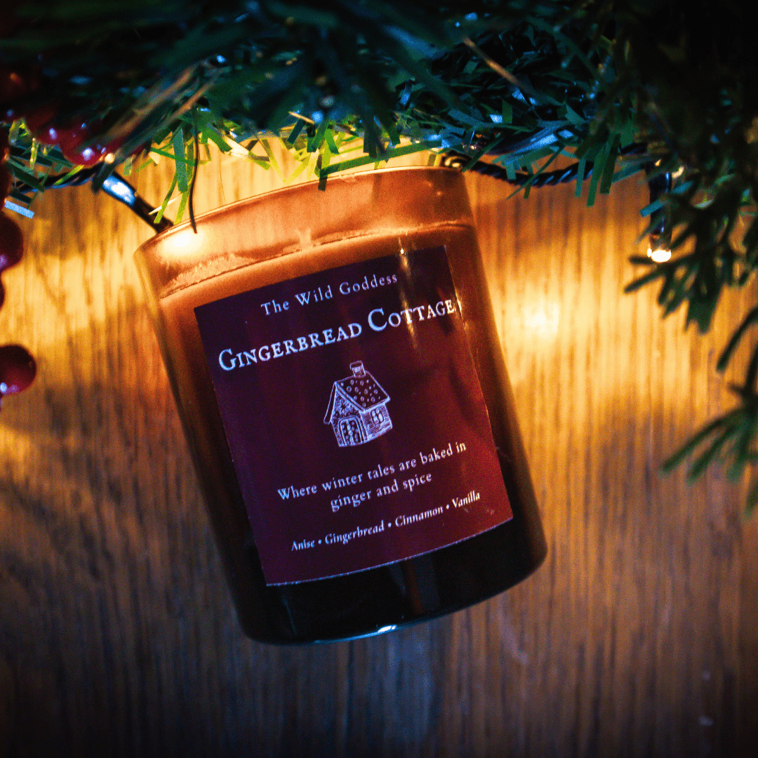 Gingerbread Cottage Candle | Gingerbread & Vanilla Scented Candle with Folklore Story - The Wild Goddess