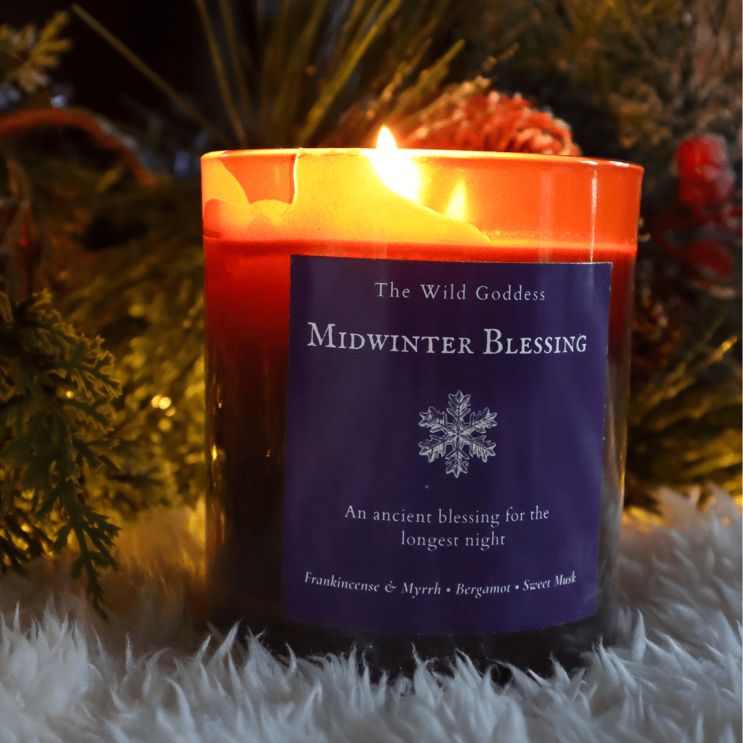 Midwinter Blessings Candle – Frankincense & Myrrh Scented Candle with Folklore Story - The Wild Goddess