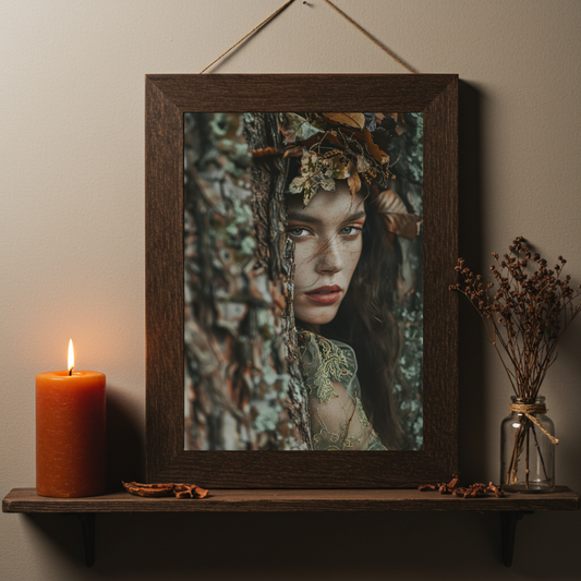 Woodland Nymph Art Print – Enchanted Forest Folklore Inspired Wall Decor