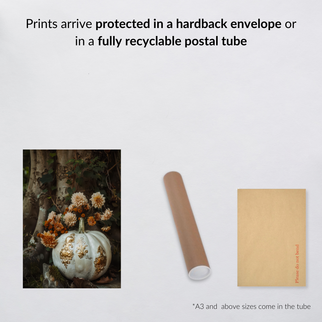 Enchanted Cream Pumpkin Art Print – Autumn Folklore Luxe Wall Decor