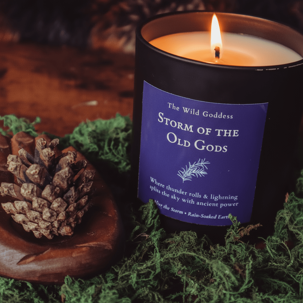 Storm of the Old Gods Candle | Petrichor Scented Candle with Folklore Story | Rain & Thunder Candle by The Wild Goddess - The Wild Goddess