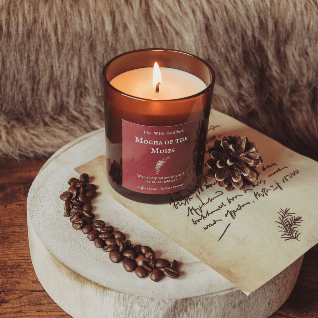 Mocha of the Muses Candle | Coffee Mocha Scented Candle with Folklore Story - The Wild Goddess