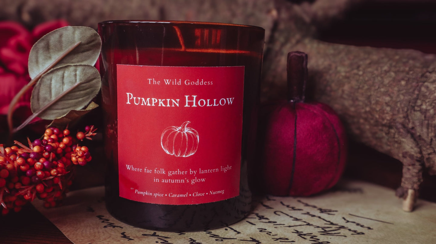 Pumpkin Hollow Candle – Pumpkin Spice Scented Candle with Folklore - Inspired Story - The Wild Goddess