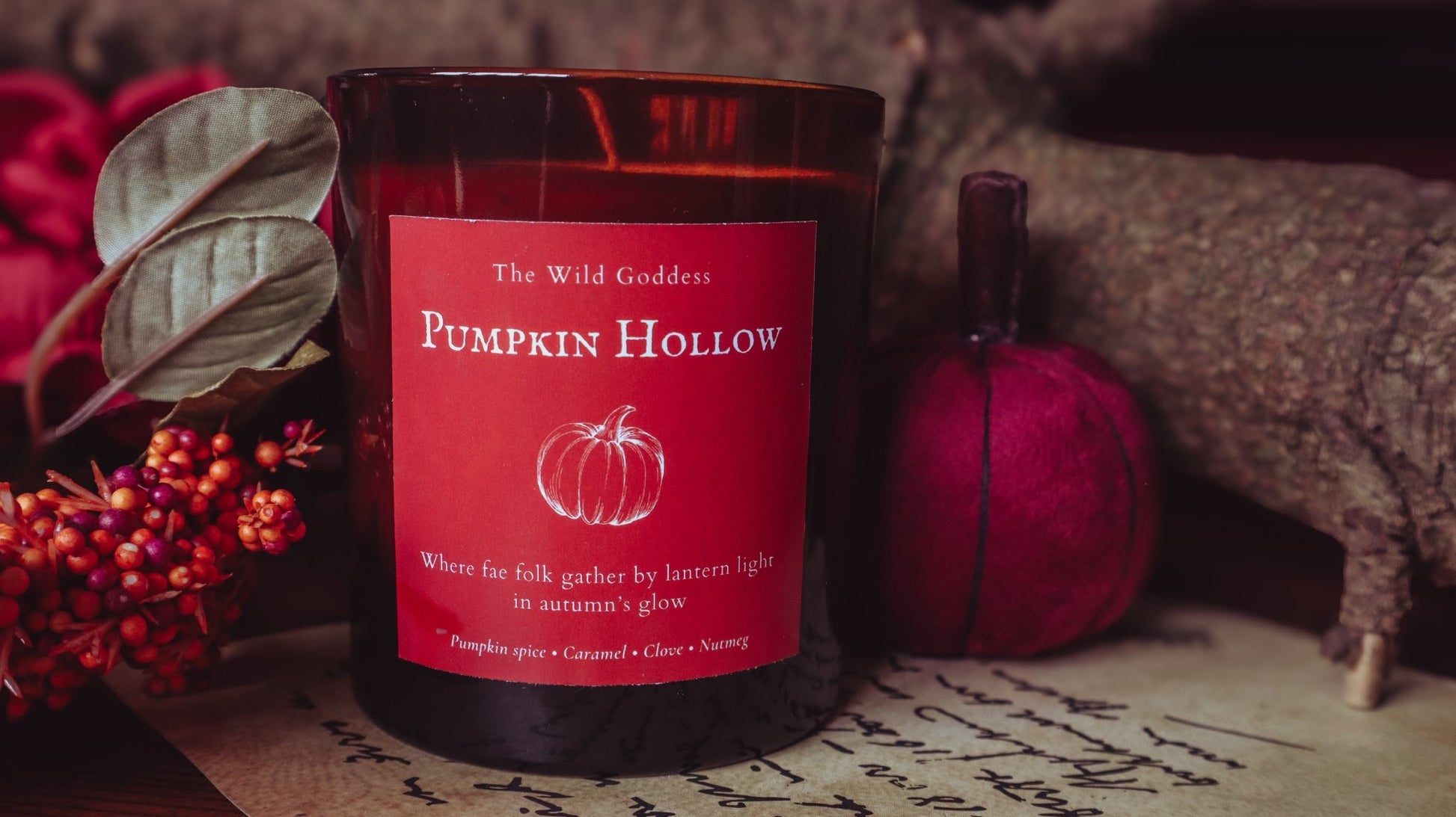 Pumpkin Hollow Candle – Pumpkin Spice Scented Candle with Folklore - Inspired Story - The Wild Goddess
