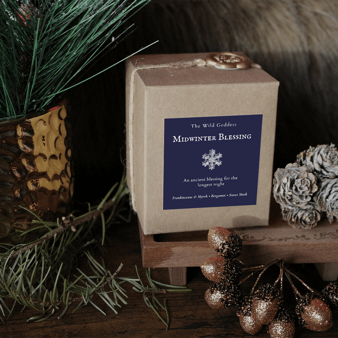 Midwinter Blessings Candle – Frankincense & Myrrh Scented Candle with Folklore Story - The Wild Goddess