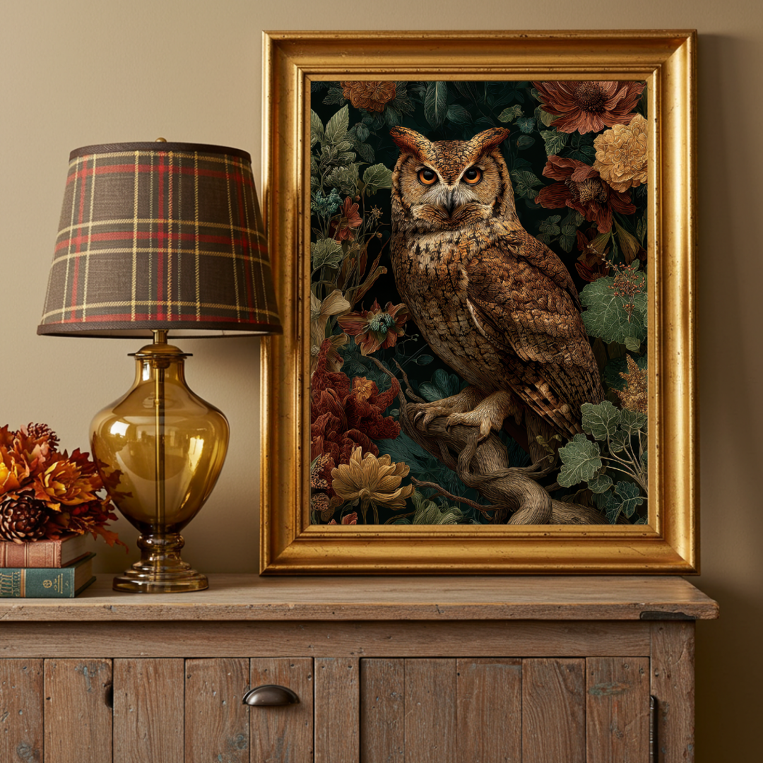 Owl of the Night Art Print – Enchanted Woodland Folklore Inspired Wall Decor