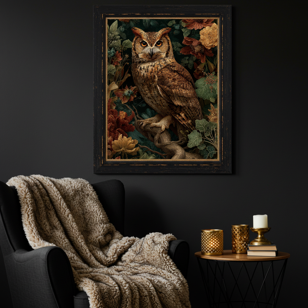 Owl of the Night Art Print – Enchanted Woodland Folklore Inspired Wall Decor