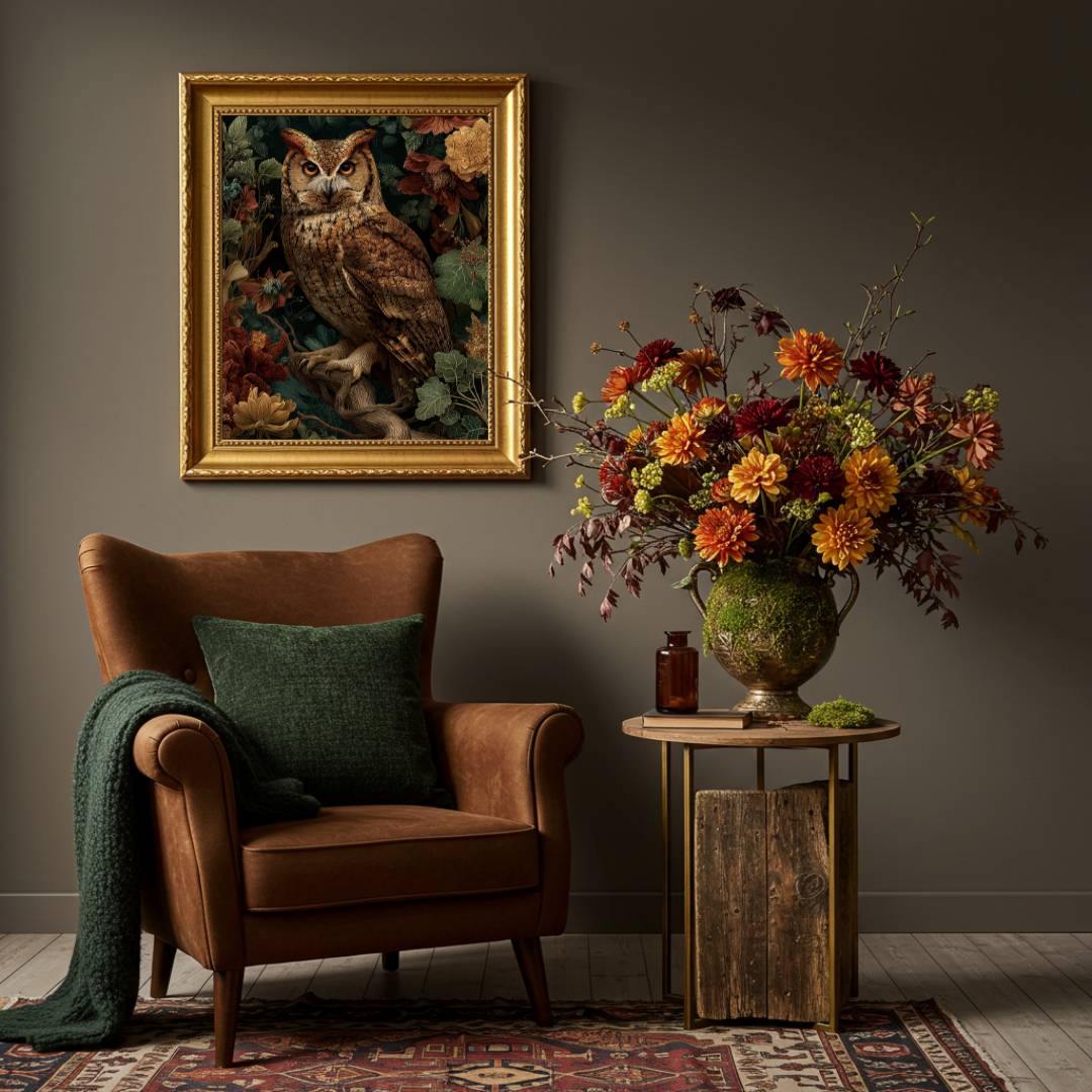 Owl of the Night Art Print – Enchanted Woodland Folklore Inspired Wall Decor