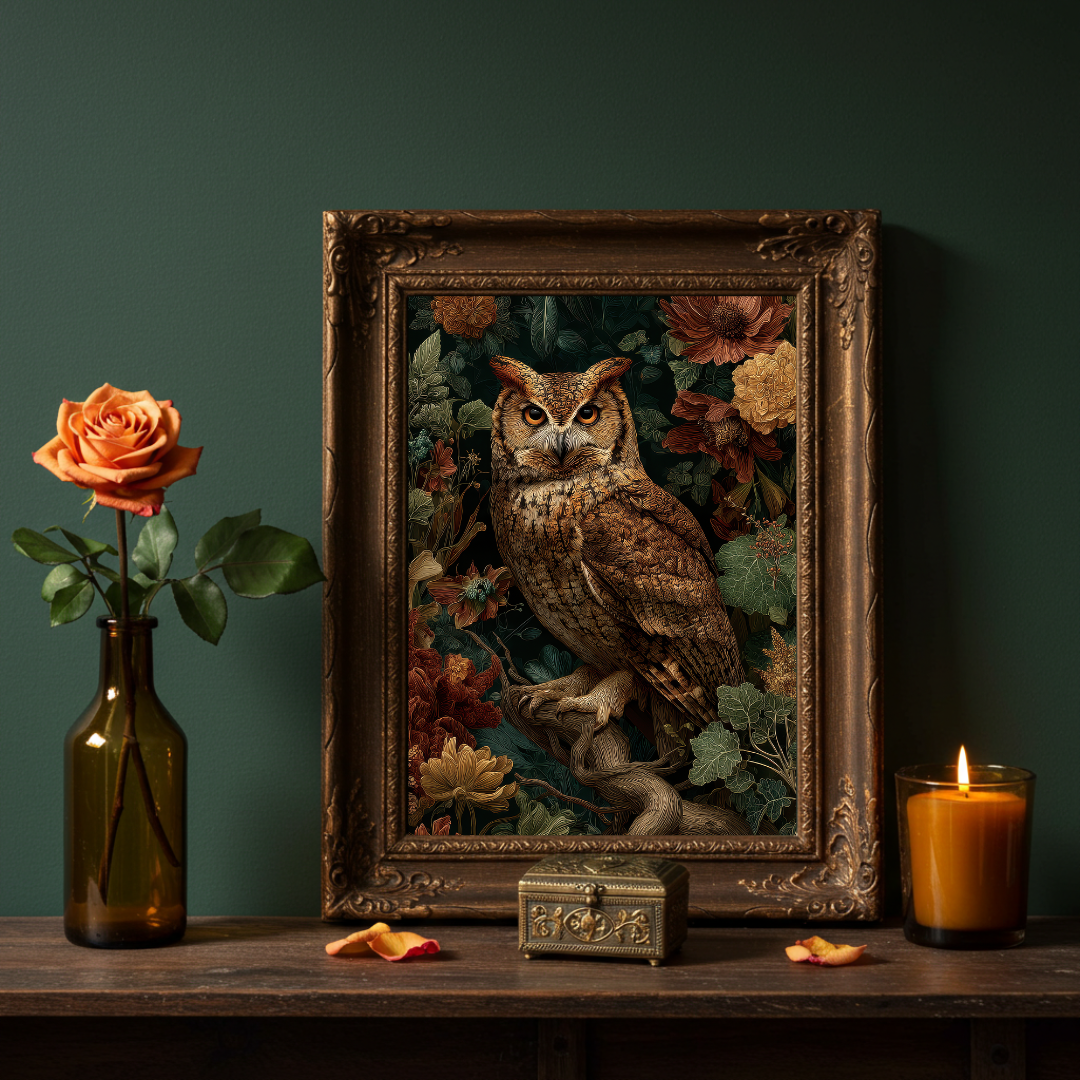 Owl of the Night Art Print – Enchanted Woodland Folklore Inspired Wall Decor