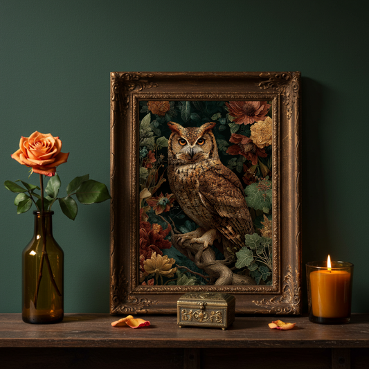 Owl of the Night Art Print – Enchanted Woodland Folklore Inspired Wall Decor