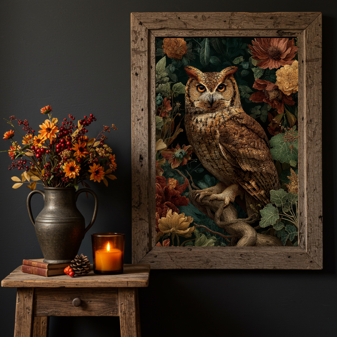 Owl of the Night Art Print – Enchanted Woodland Folklore Inspired Wall Decor
