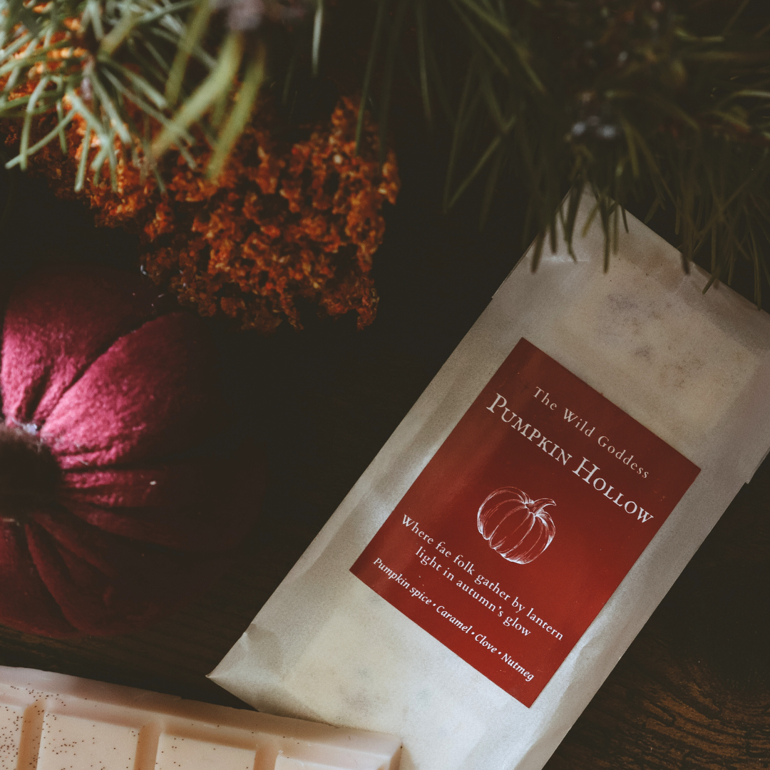 Pumpkin Hollow artisan wax melt packaging – handmade eco-friendly wax melts UK