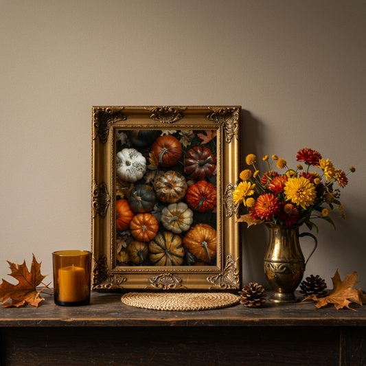 Pumpkin Patch Art Print – Autumn Harvest Folklore Inspired Wall Decor