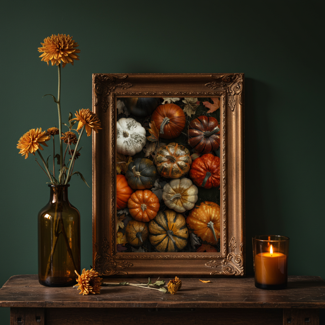 Pumpkin Patch Art Print – Autumn Harvest Folklore Inspired Wall Decor