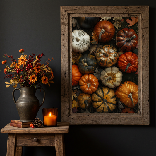Pumpkin Patch Art Print – Autumn Harvest Folklore Inspired Wall Decor