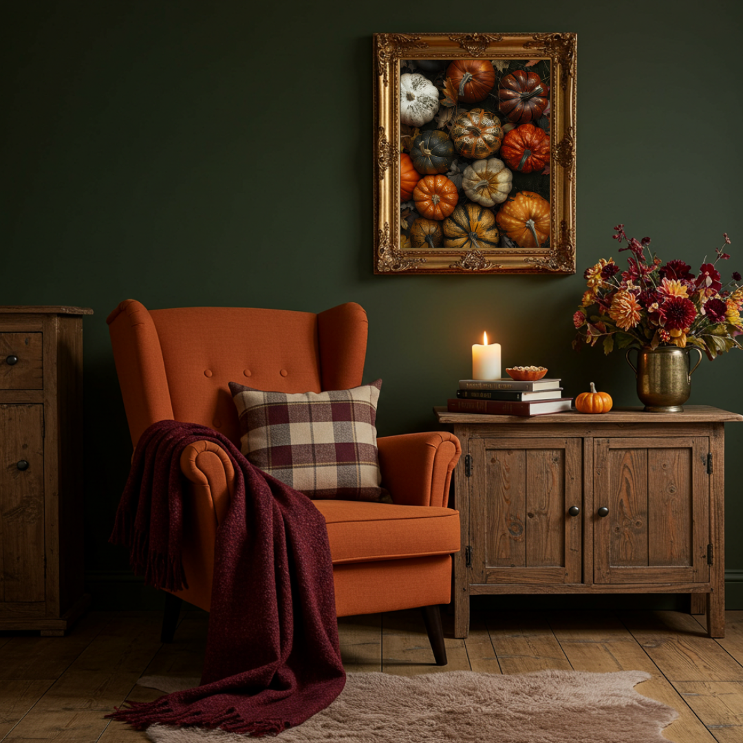 Pumpkin Patch Art Print – Autumn Harvest Folklore Inspired Wall Decor